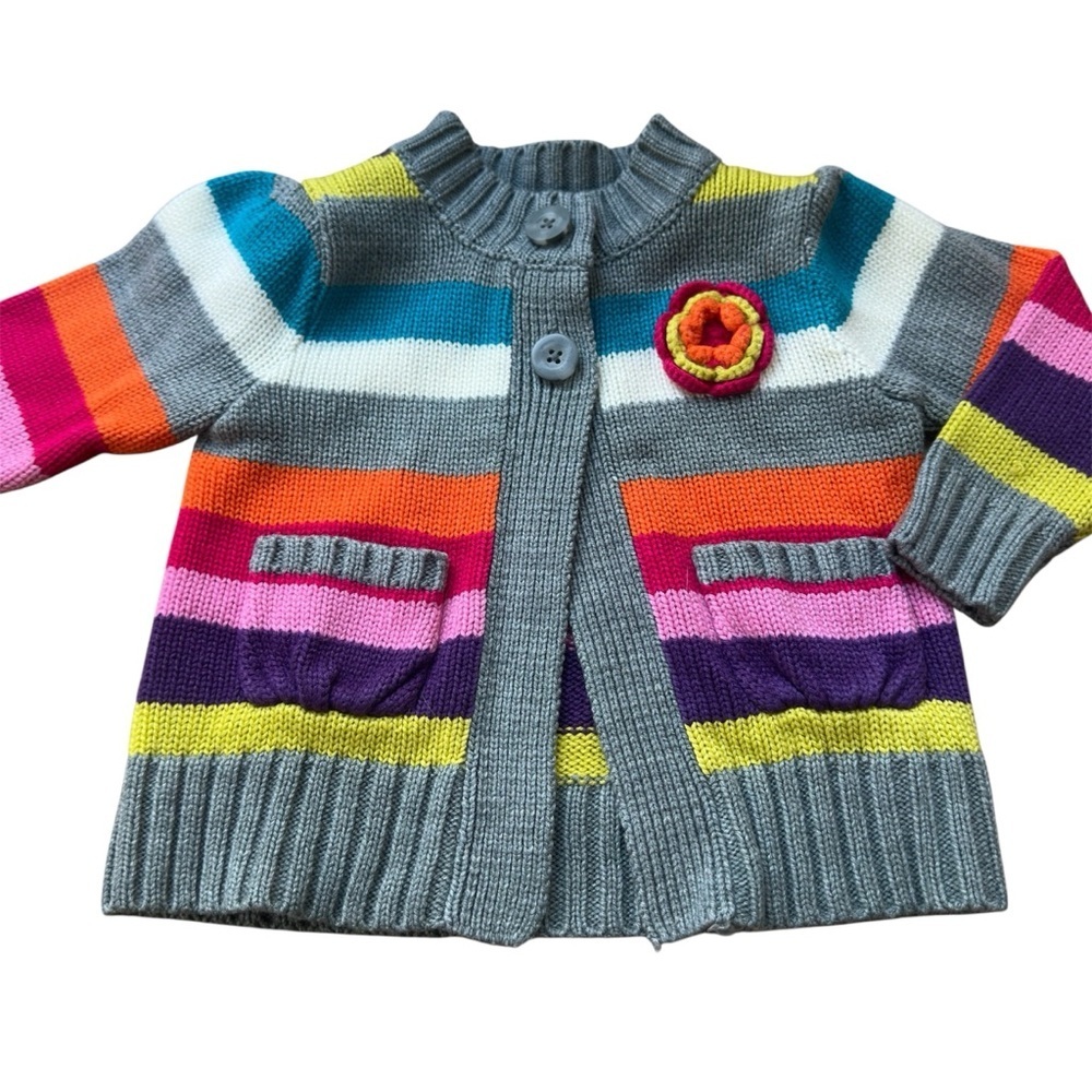 WonderKids Colorful Striped Cardigan Jacket, 18 Months - Picture 2 of 8